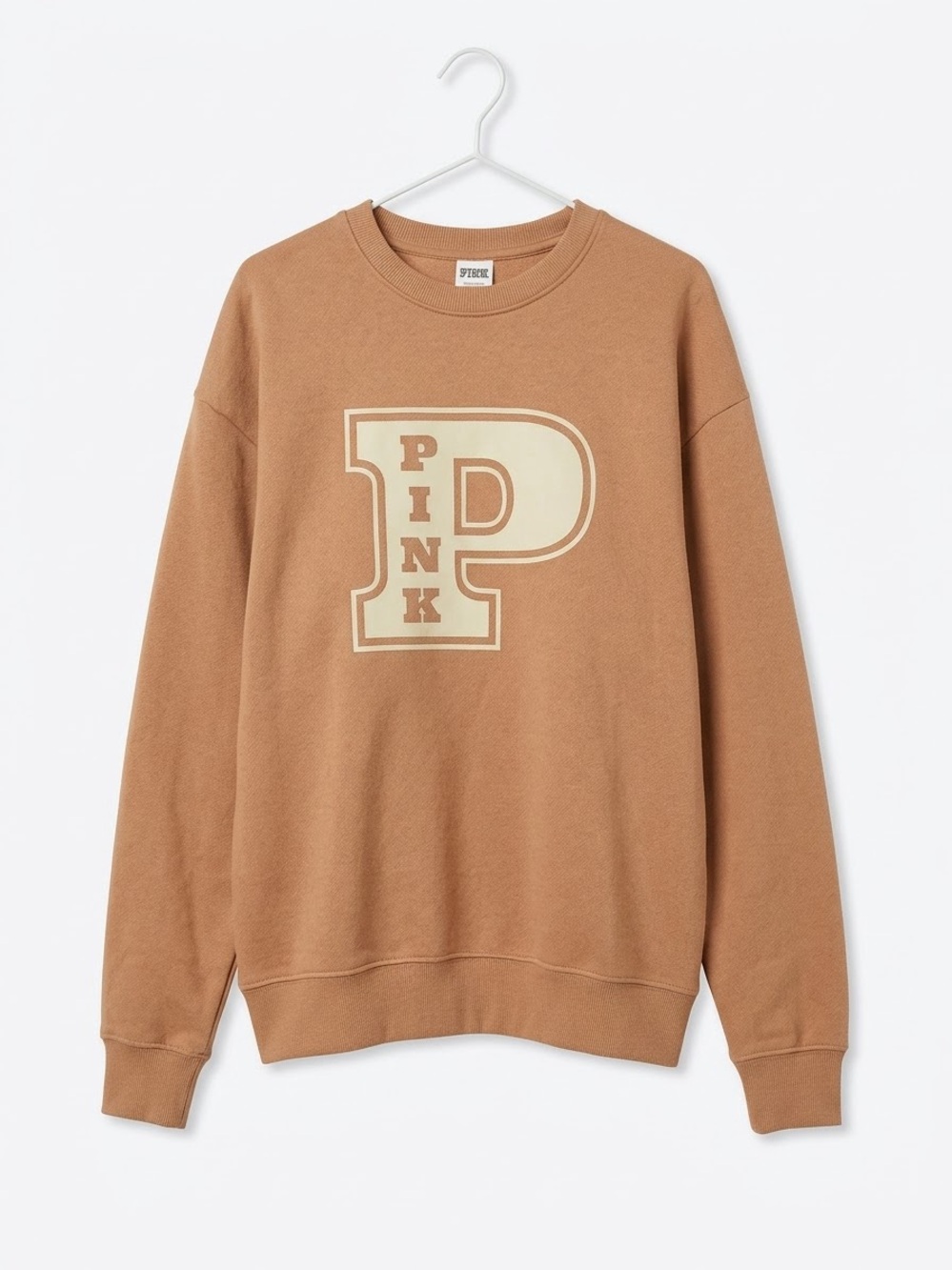PINK Victoria's Secret Crewneck Sweatshirt in Tan with Cream Logo